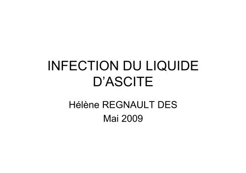 INFECTION DU LIQUIDE D'ASCITE - Hepato Web