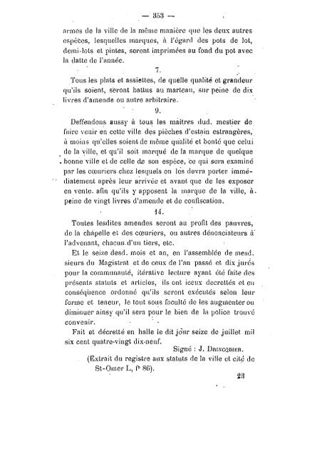 Mémoires 1881 Tome 17 - Ouvrages anciens sur Saint-Omer (Pas ...