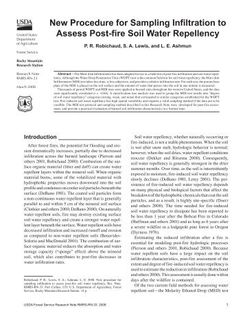 Field Guide for Assessing Post-Fire Infiltration and Water Repellency