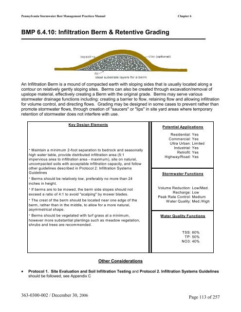 BMP 6.4.10: Infiltration Berm & Retentive Grading