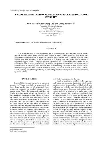 a rainfall-infiltration model for unsaturated soil slope stability - SER