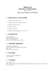 MECH 314 Dynamics of Mechanisms - CIM - McGill University