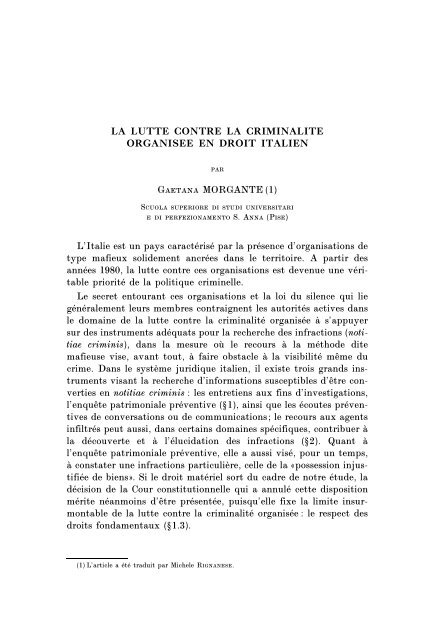 LA LUTTE CONTRE LA CRIMINALITE ORGANISEE EN DROIT ...