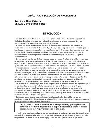 DIDÁCTICA Y SOLUCIÓN DE PROBLEMAS Dra. Celia Rizo ... - CIMM