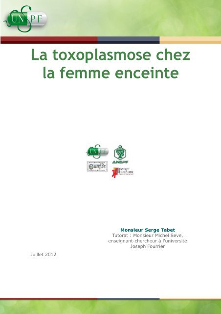 La toxoplasmose chez la femme enceinte - Serveur UNT-ORI