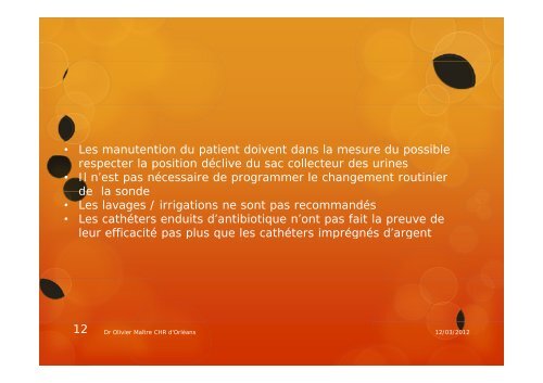 Dr Maitre Olivier Infection sur sonde urinaire Promotion DU 2011 ...
