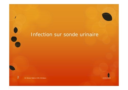 Dr Maitre Olivier Infection sur sonde urinaire Promotion DU 2011 ...