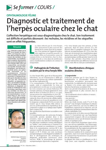 Diagnostic et traitement de l'herpès oculaire chez le chat - Ophtavet