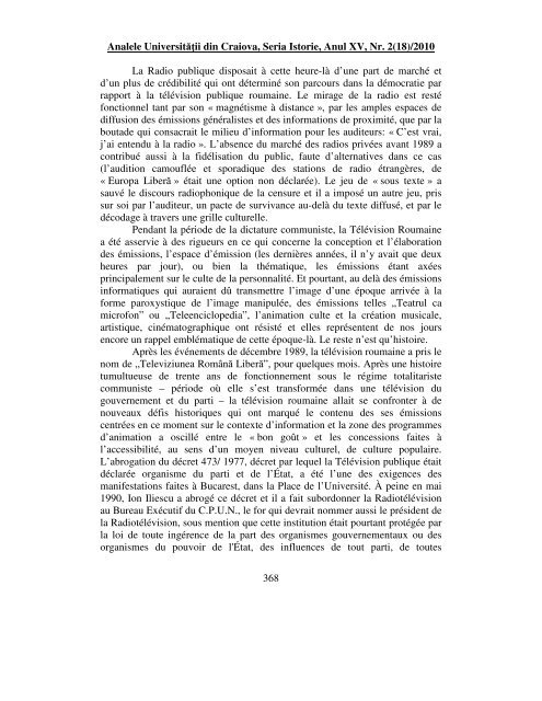 Full Text - Analele Universitatii din Craiova. Istorie