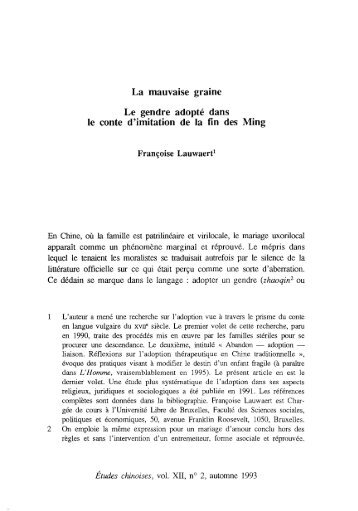 La mauvaise graine Le gendre adopté dans le conte d ... - AFEC