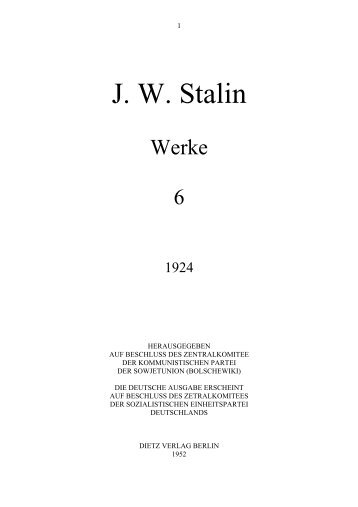 J.W. Stalin - Werke Band 6