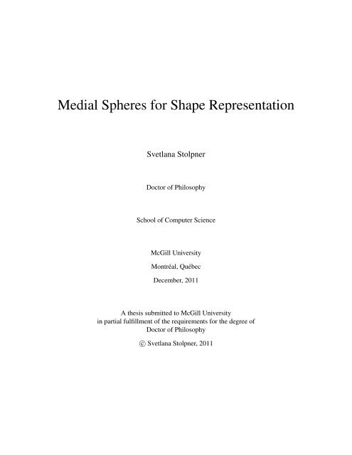 Medial Spheres for Shape Representation - CIM - McGill University