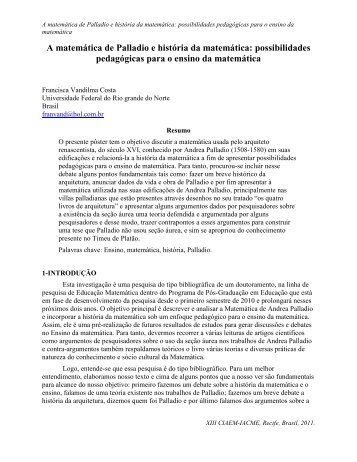 A matemática de Palladio e história da matemática ... - CIMM