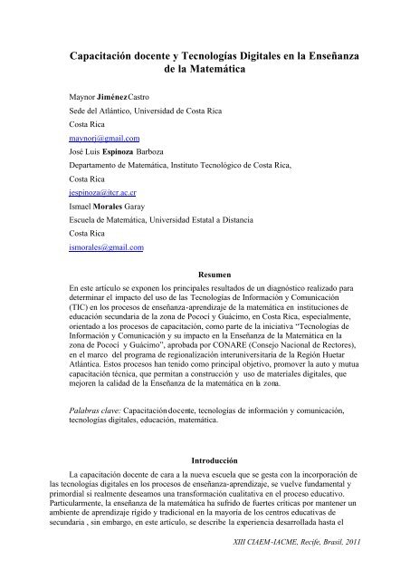 Capacitación docente y Tecnologías Digitales en la Enseñanza de ...