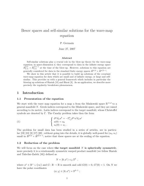 Besov spaces and self-similar solutions for the wave-map equation