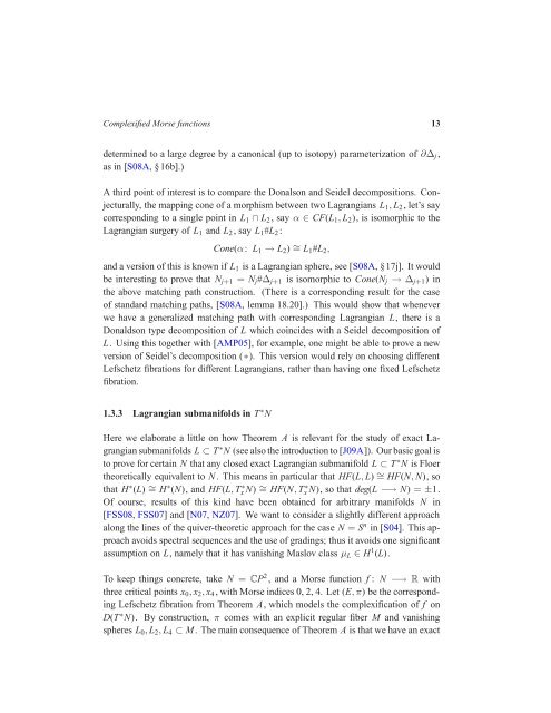 The Picard-Lefschetz theory of complexified Morse functions 1 ...