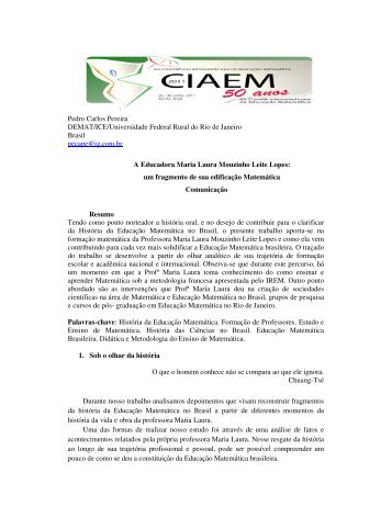 Pedro Carlos Pereira DEMAT/ICE/Universidade Federal ... - CIMM