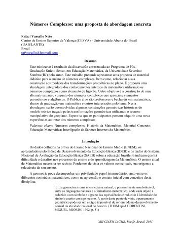 Números Complexos: uma proposta de abordagem concreta - CIMM