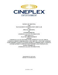 Special Meeting/Management Information Circular - at Cineplex.com