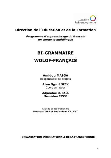 Bi-grammaire wolof/français - Initiative ELAN-Afrique