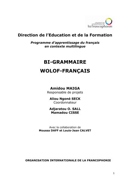 Bi-grammaire wolof/français - Initiative ELAN-Afrique
