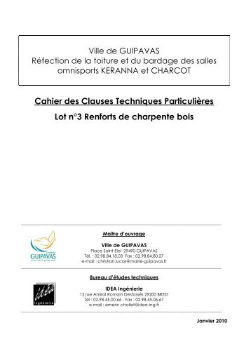 Cahier des Clauses Techniques Particulières ... - Ville de Guipavas