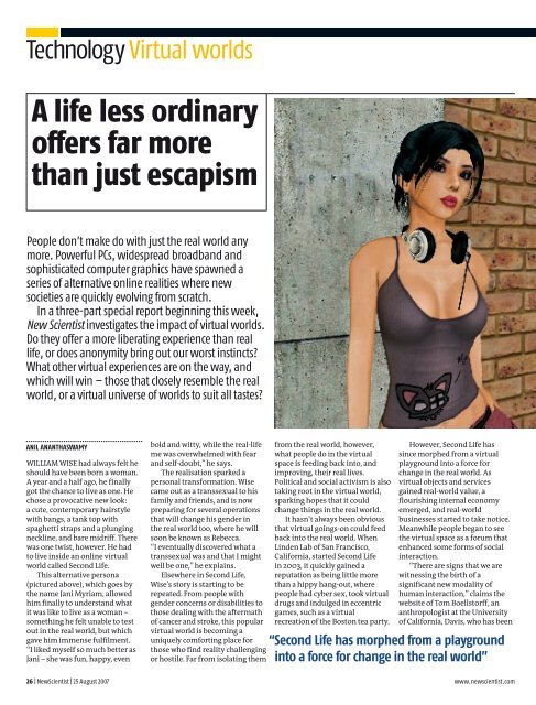 A life less ordinary offers far more than just escapism - University of ...