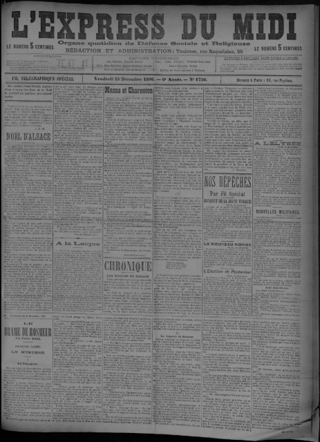 25 décembre 1896 - Bibliothèque de Toulouse