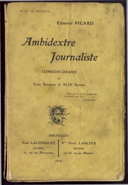 Ambidextre Journaliste - Archives et musée de la littérature