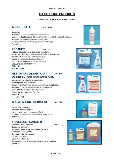Catalogue des matériels et produits de nettoyage