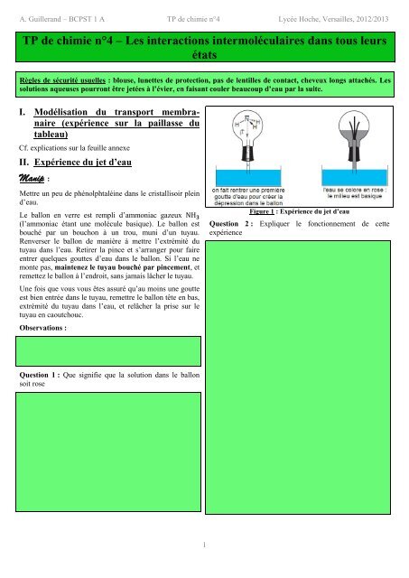 sujet - La physique-chimie en BCPST 1A au lycée Hoche