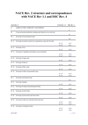 NACE Rev. 2 structure and correspondences with NACE ... - CIRCA