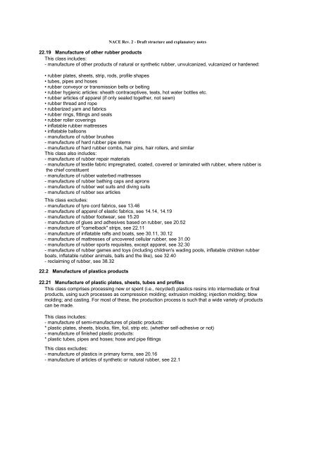 NACE Revision 2 Structure and explanatory notes DRAFT - CIRCA