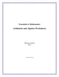 Essentials to Mathematics Arithmetic and Algebra Worksheets - Circle