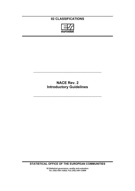 Nace Table Rv2 NACE Rev. 2 Introductory Guidelines - CIRCA - Europa