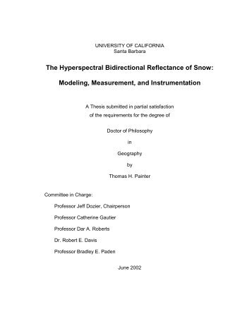 The Hyperspectral Bidirectional Reflectance of Snow - Cooperative ...