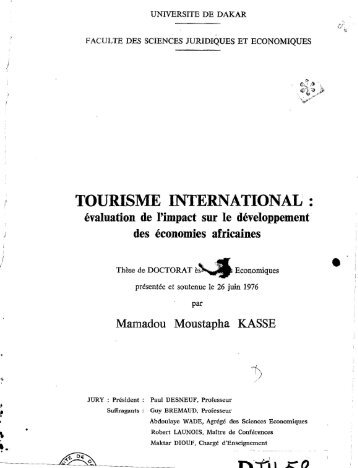 Tourisme international : Evaluation de l'impact sur le ... - SIST