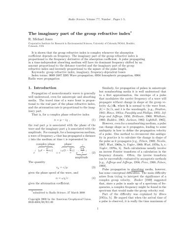 The imaginary part of the group refractive index* - Cooperative ...