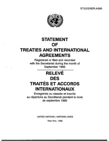 statement of treaties and international agreements releve traites et ...