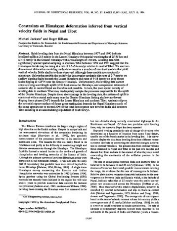 Constraints on Himalayan deformation inferred from vertical velocity ...