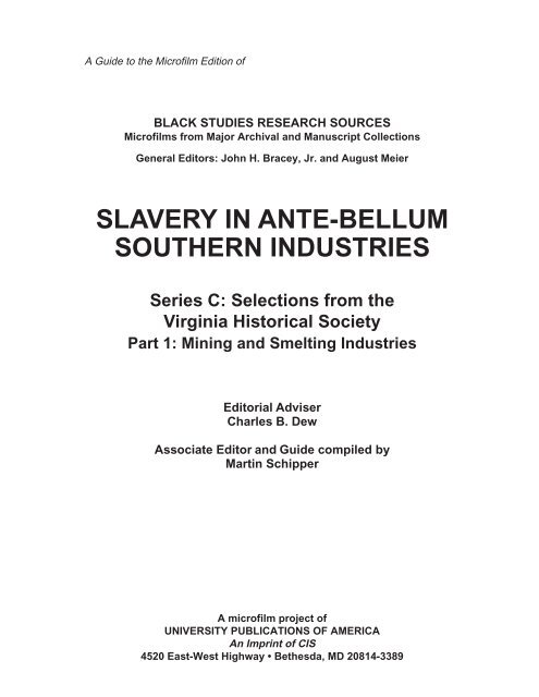 SLAVERY IN ANTE-BELLUM SOUTHERN INDUSTRIES - ProQuest