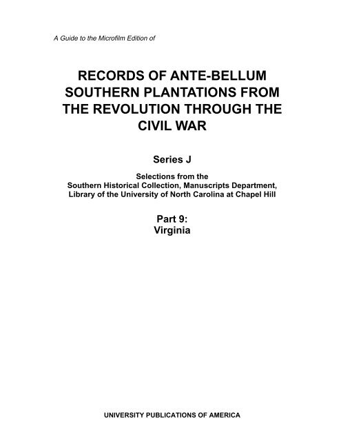 Records of ante-bellum southern plantations - LexisNexis