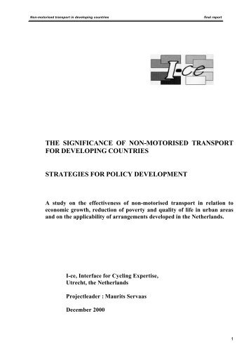 The Significance of Non-motorised Transport for Developing ... - gTKP