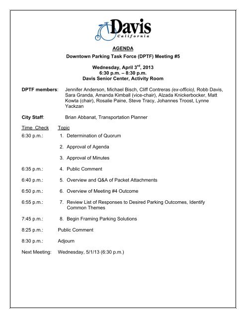 AGENDA Downtown Parking Task Force (DPTF ... - City Council