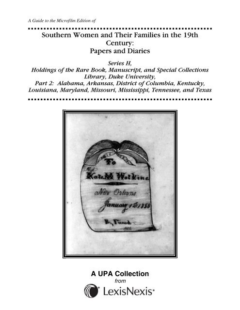 Southern Women and Their Families in the 19th Century - LexisNexis