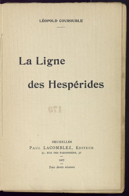 La Ligne des Hesperides