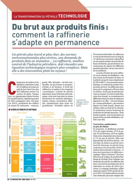 transformation du pétrole