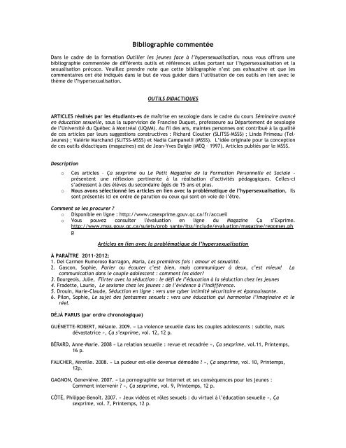 Bibliographie commentée d'outils et de références sur l  UQAM