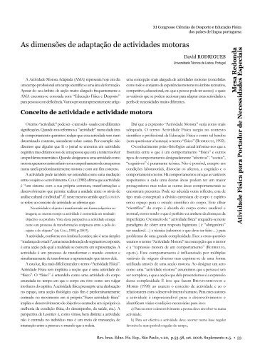 As dimensões de adaptação de actividades motoras - USP