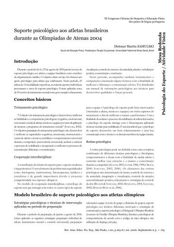 Suporte psicológico aos atletas brasileiros durante as ... - USP